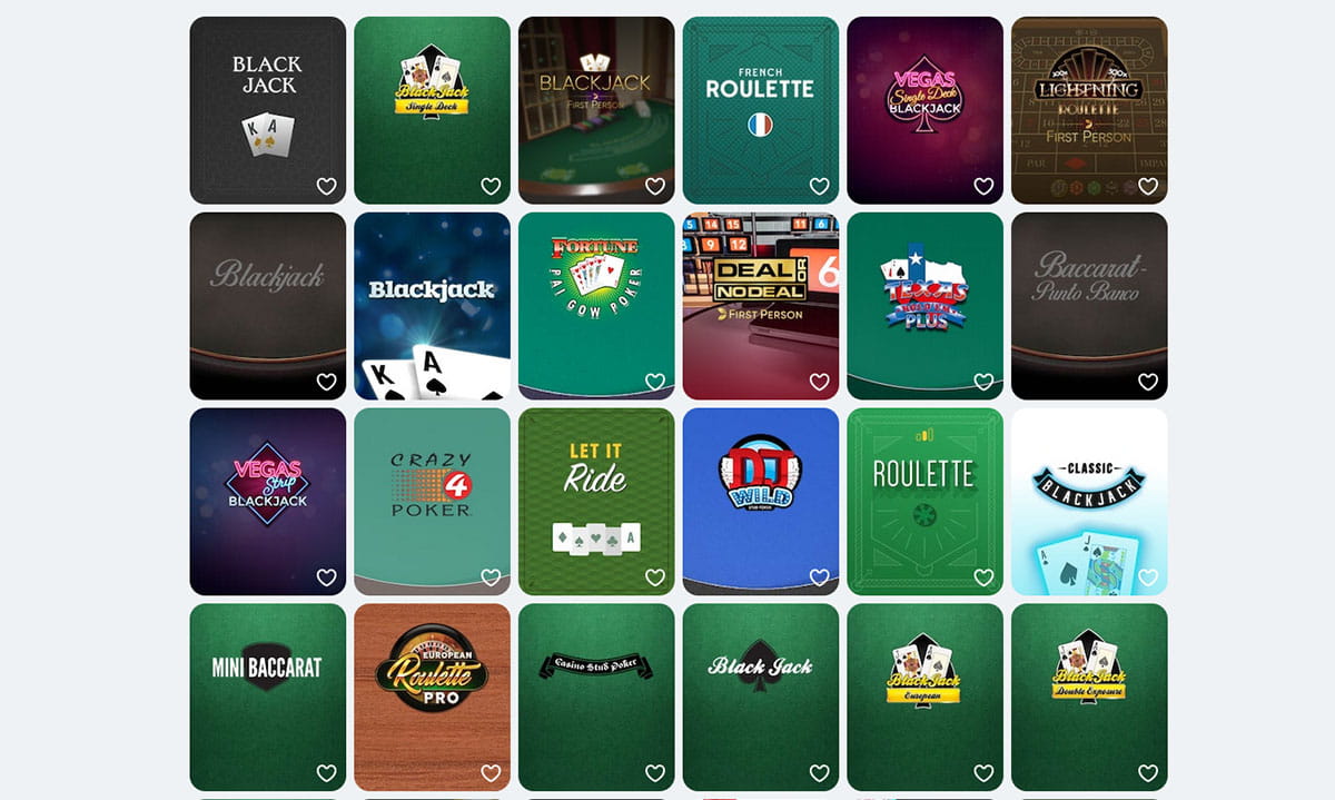 Los juegos de mesa, ruletas y blackjack de Casumo