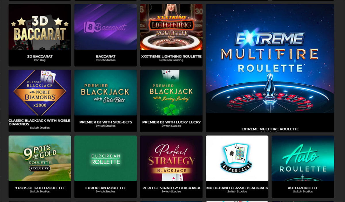 Las ruletas, blackjacks y otros juegos de mesa en grand-ivy